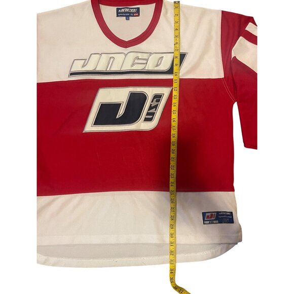 JNCO Red & White Mesh Long Sleeve Hockey Jersey Size XXL Sports USA - Picture 7 of 15